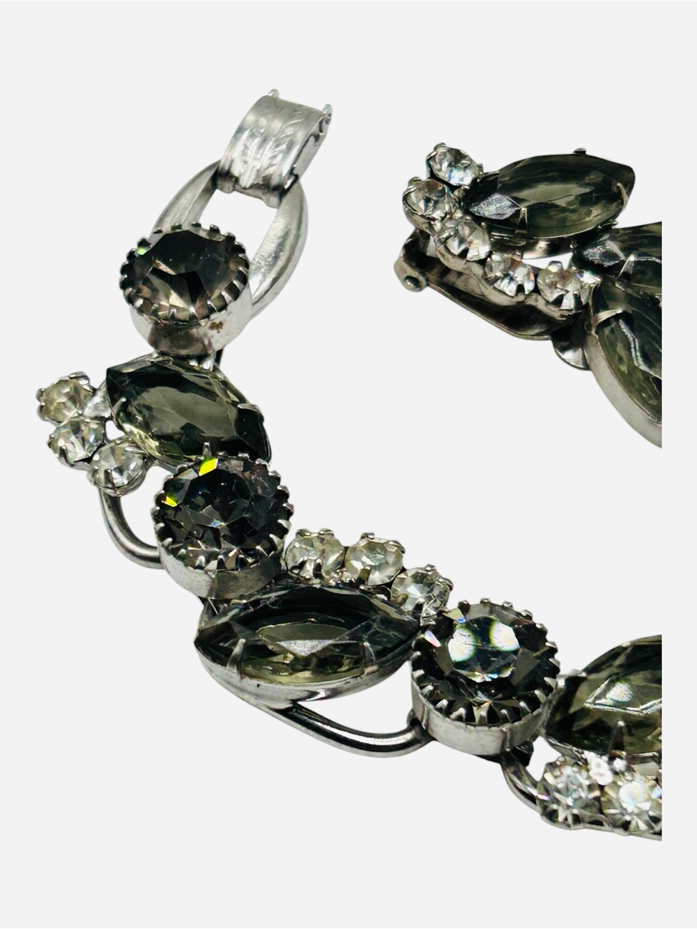 Fabulous Juliana D&E Black Diamond Bracelet Earring Set Silver Tone Metal - Picture 4 of 7